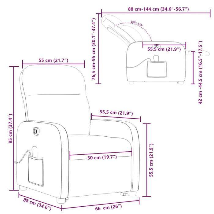 VidaXL Fauteuil inclinable de massage électrique Gris clair Tissu 3303002