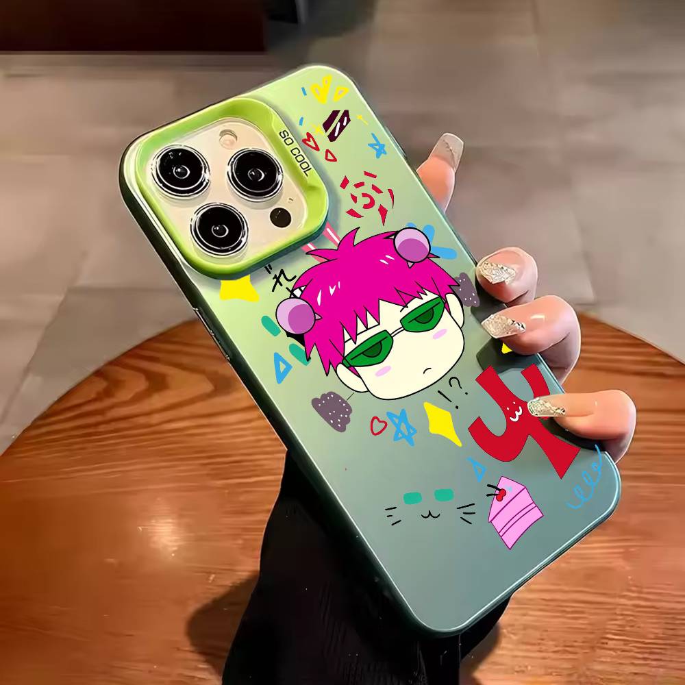 Anime S-Saiki Kusuo Phone Case Color Silver Shell For IPhone 17 16 15 14 13 12 11 Pro Max Plus