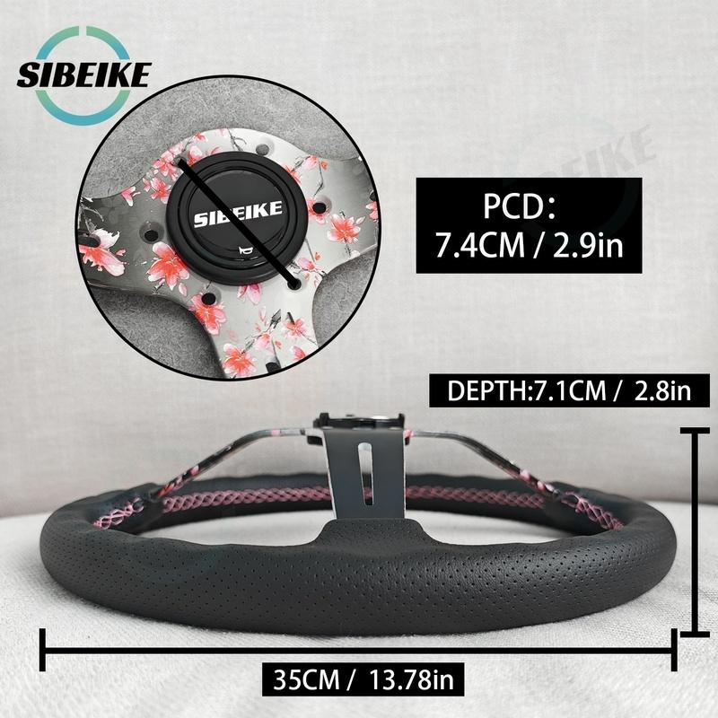 JDM Sakura Flower Spoke Steering Wheel 14inch Modified Car Sports Drift Steering Wheel for Universal