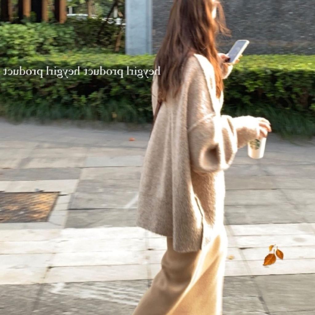 High Waist Women's Autumn Winter Thickened Knitted Wool Slim-Fitting Non-Slit Straight Pencil Long Midi Skirt