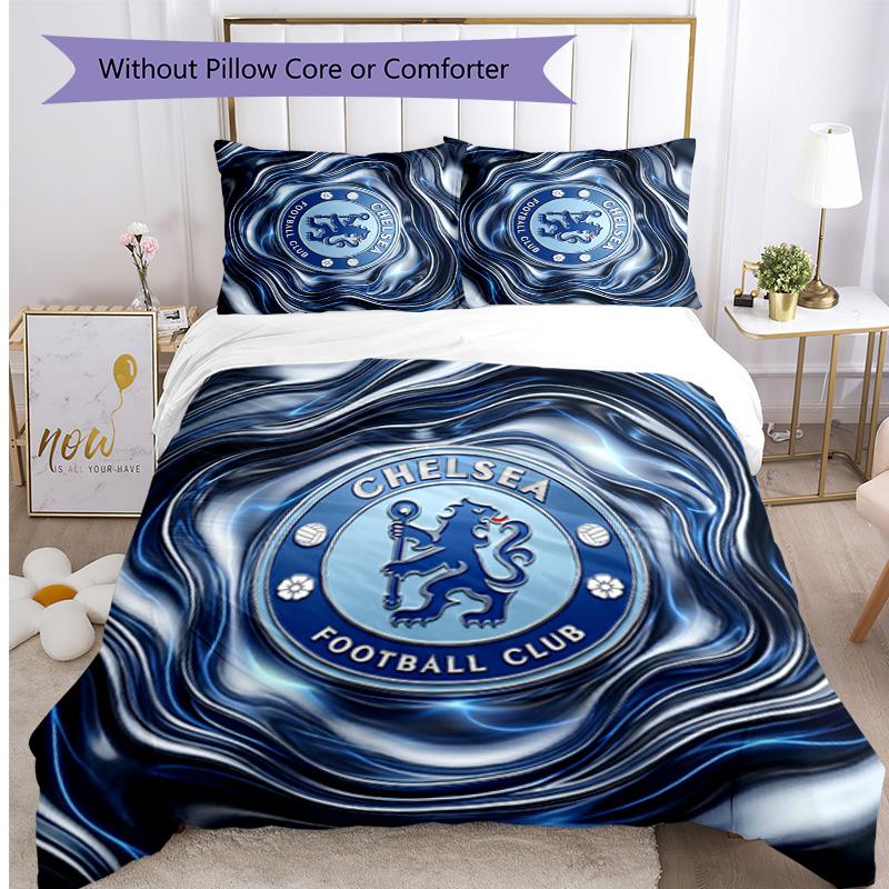 Set Lenzuola 3 Pezzi Stampato Chelsea FC Morbido Delicato sulla Pelle Lavabile Copripiumino e Federe Set Tutte le Stagioni Camera da Letto