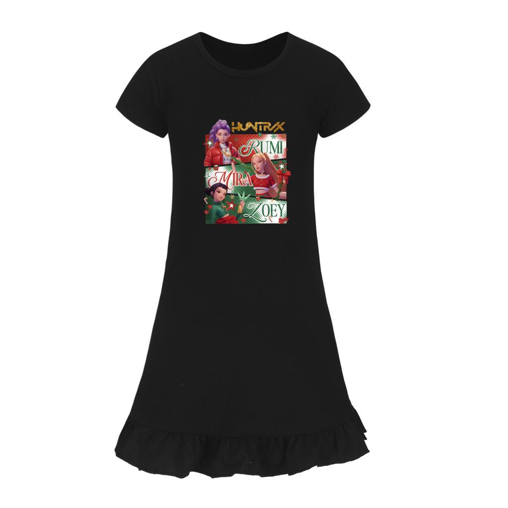 5181 Kinder Mädchen Weihnachten Neujahr Mira Zoey Rumi Bedrucktes Rüschen Kurzarm Freizeitkleid