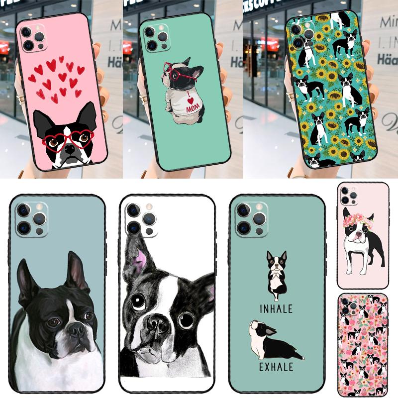 Boston Terrier Dog Phone Case For iPhone 13 11 12 14 15 16 Pro Max Mini XR XS X Plus Back Cover Fundas