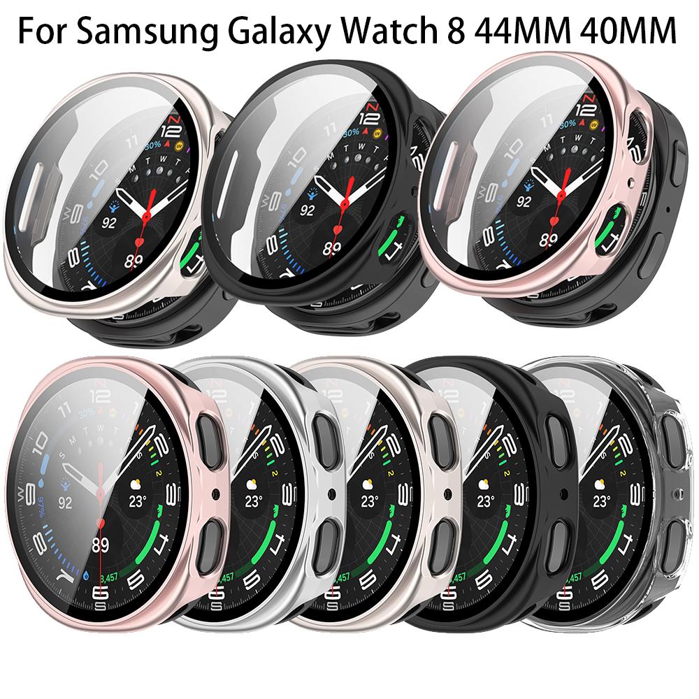 2 i 1 PC Fullt Beskyttende Deksel For Samsung Galaxy Watch8 44mm 40mm Glass Skjermbeskytter Deksel Hardt Skall Støtfangerramme Deksel+Film