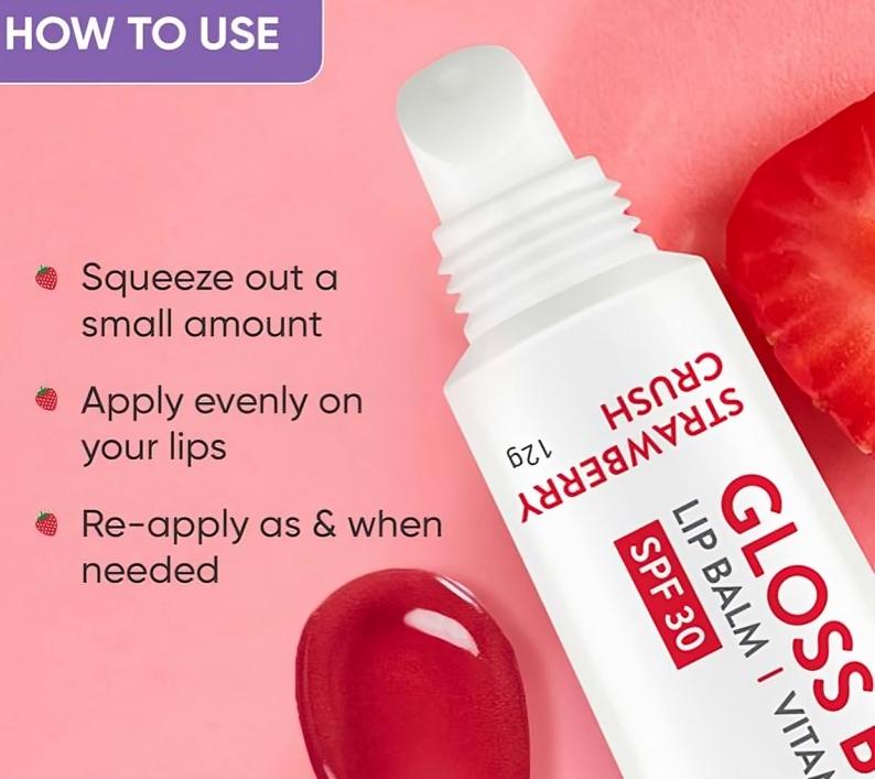Dot & Key Strawberry Lip Balm for Moisturization, Soft and Naturally Pink Lips, Tinted Lip Balm with SPF 30 & Vitamin C + E 12gm