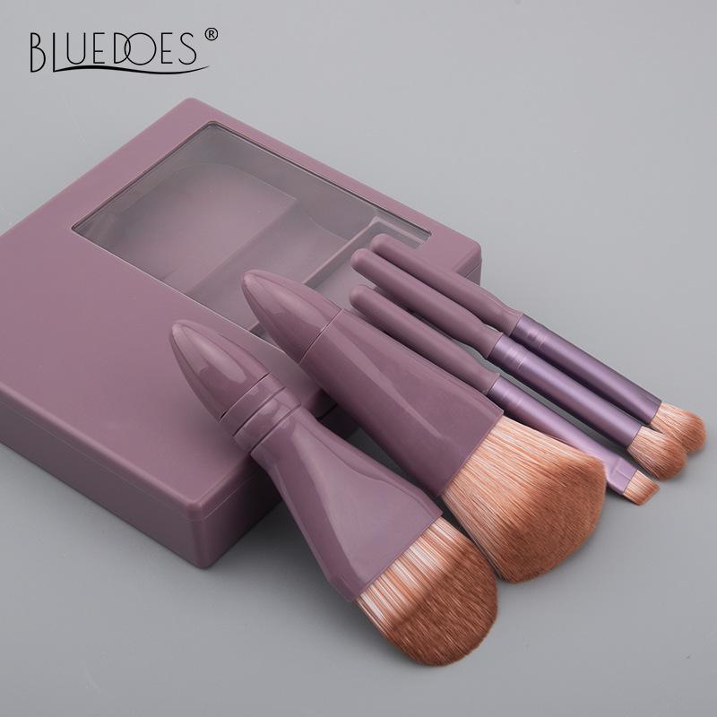 Portable Makeup Brush Set with Mirror: Soft Bristle Powder & Eyeshadow Brushes in Storage Box