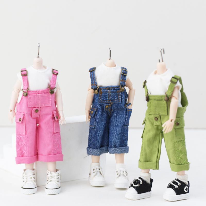 Ob11 Doll Clothes Fashion Tops Jeans Denim Overalls Cute Multi-color Working Outdoor Pants For 1/12 Bjd Dolls Accessory