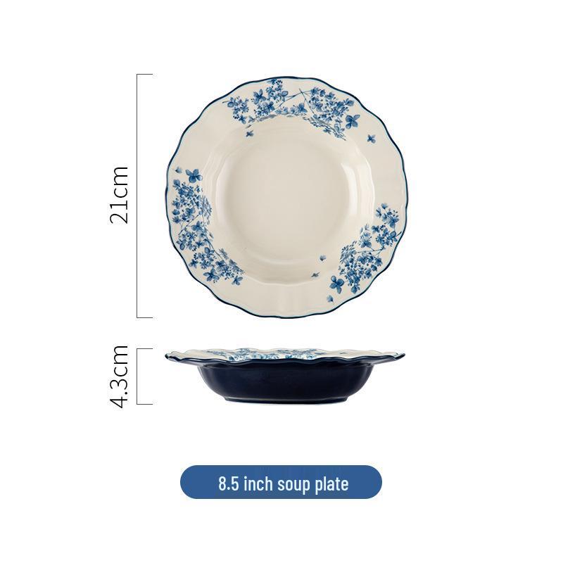 Luxury National Tide Style Ceramic Bowl & Plate Set - Underglaze Color, Ideal for Rice, Soup, and More.