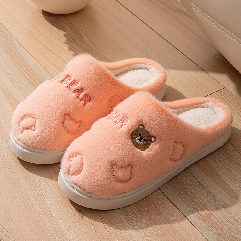 Cotton slippers men's women's autumn and winter new indoor home thick bottom non-slip warm plush silent slippers