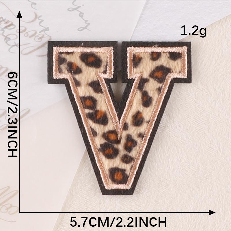 Embroidery Label Leopard Print English Alphabet Cloth Label Clothes And Hats Hand Account Diy Patch Accessories Embroidery Stickers Cloth Stickers