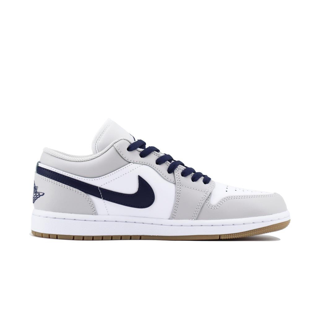 Jordan Air Jordan 1 Ammortizzazione Antiscivolo Basse Vintage Scarpe da Pallacanestro Unisex Bianco Grigio 553558-146(Team746- )