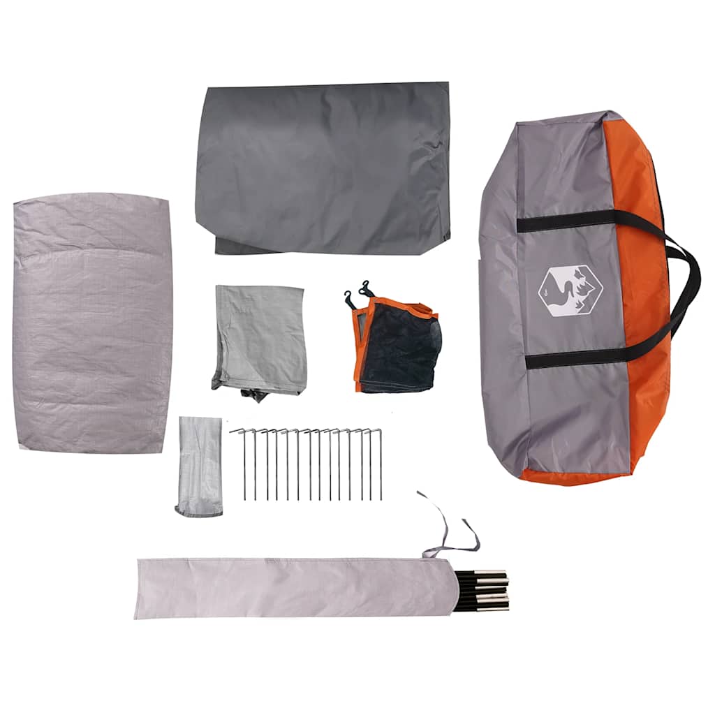 Dome Camping Tent for 4 Persons Grey and Orange Waterproof
