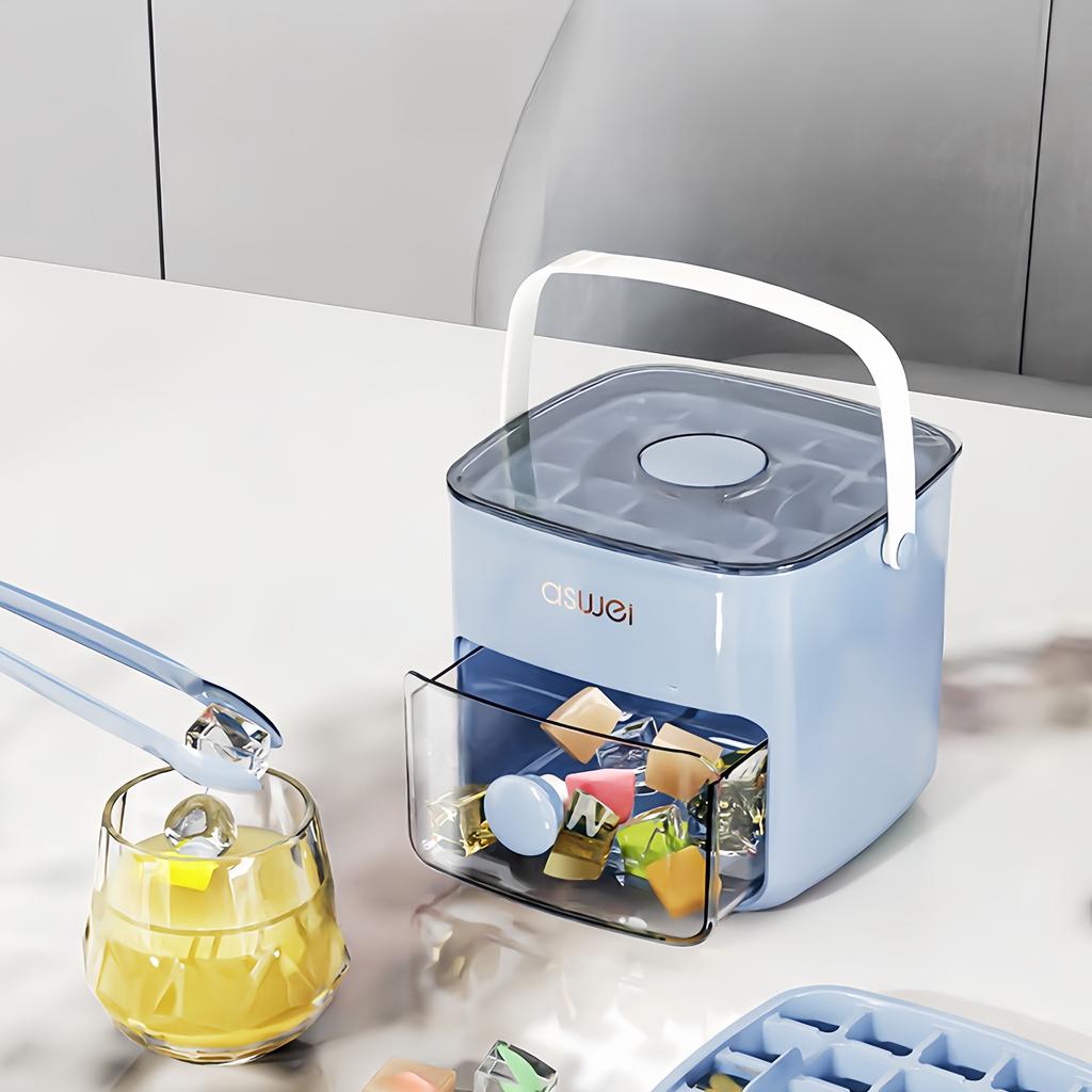 Extra-Large 48-Ice Cube Maker with Easy Glide Double Layer Food-Grade Tray for Refrigerator Perfect for Whiskey & Cocktails