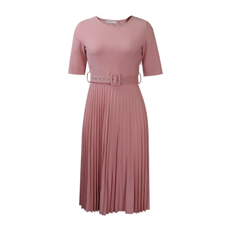 

Dress Women s 202 Summer Short Sleeve High Waist Yellow Pleated Skirt African Large Size Dress S розовый