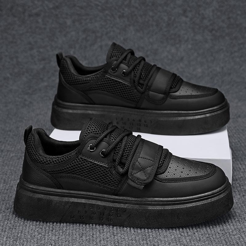 

Мужские кроссовки на толстой подошве, увеличивающие рост, из кожи и сетки, дышащие, с низким верхом, мужская обувь 44