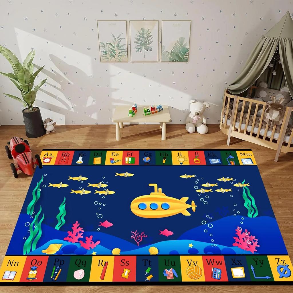 Kids Area Rug Graffiti Colorful Play Rug Mat Hopscotch Mat for Kids Boy Nonslip Numbers Educational Rugs for Bedroom Room Decor