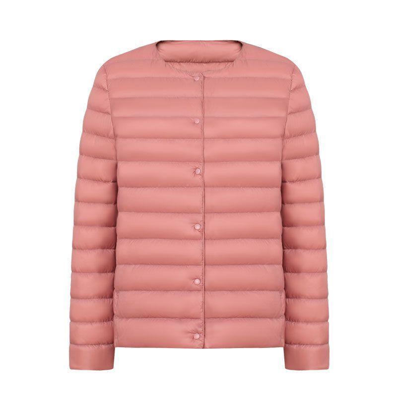 2022 Women's Slim-Fit Collarless Down Jacket - Lightweight Autumn/Winter Round Neck