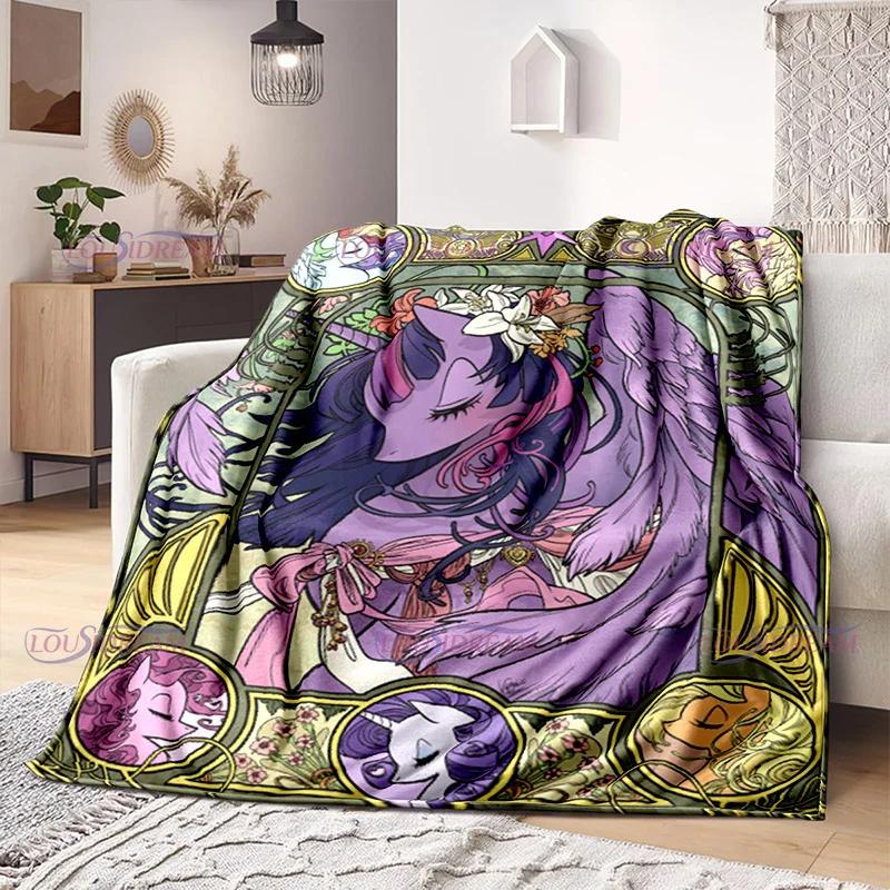 New Arrived Colorful Unicorn Flannel Blanket Gifts for Kids Moon Little Unicorn Print Soft Cozy Lightweight Plush Throw Blanket