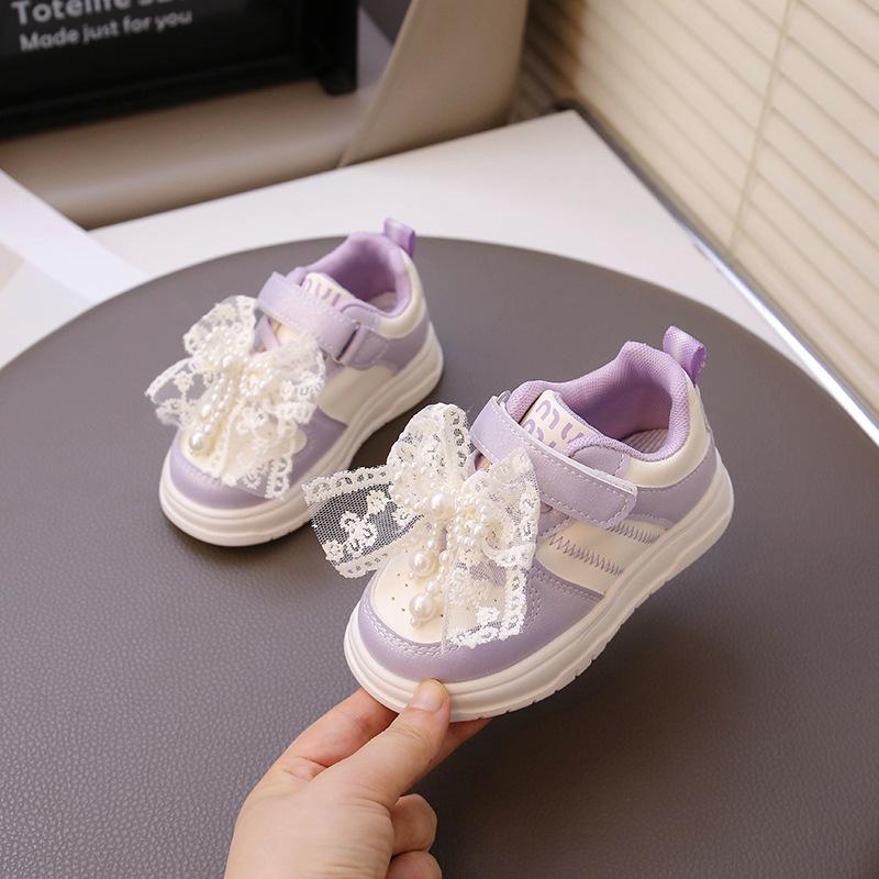 Spring and Autumn New Children's Shoes Non-slip Soft Sole Lightweight Baby Shoes Girls Princess Bow Versatile Sneakers