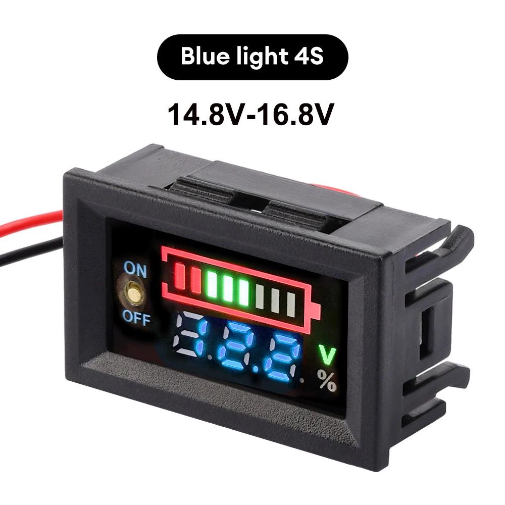12V Car Lead Acid Battery Charge Level Capacity Indicator 2S 3S 4S LED Battery Capacity Meter 8.4V 12.6V 16.8V Voltmeter Tester