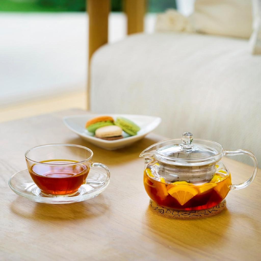 HARIO Chacha Teapot, Round, 450ml Capacity, Heat-Resistant Glass, CHJMN-45T