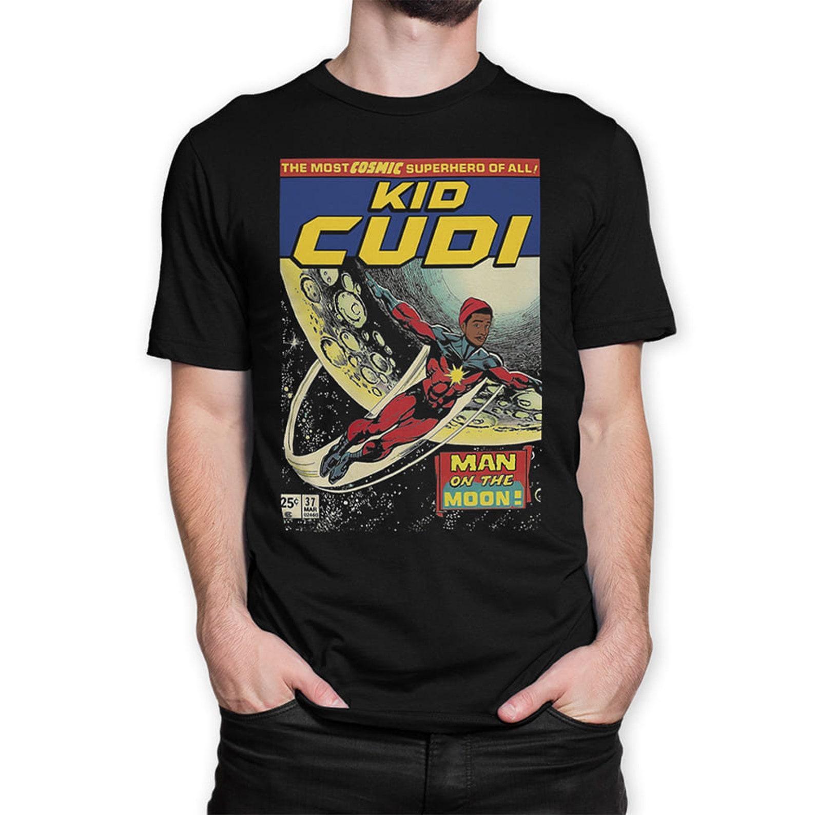 Kid Cudi Comics T-Shirt, Man On The Moon Rap Superhero Tee (wr-123) M