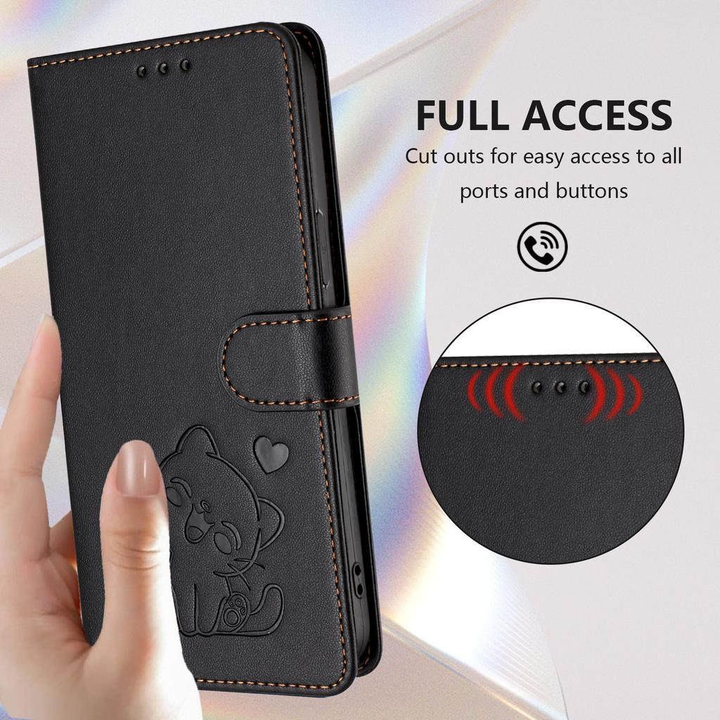 For Xiaomi Redmi 15 4G (EU) (171mm) Wallet Case with Wrist Strap Love Cat Pattern Imprint Leather Phone Cover
