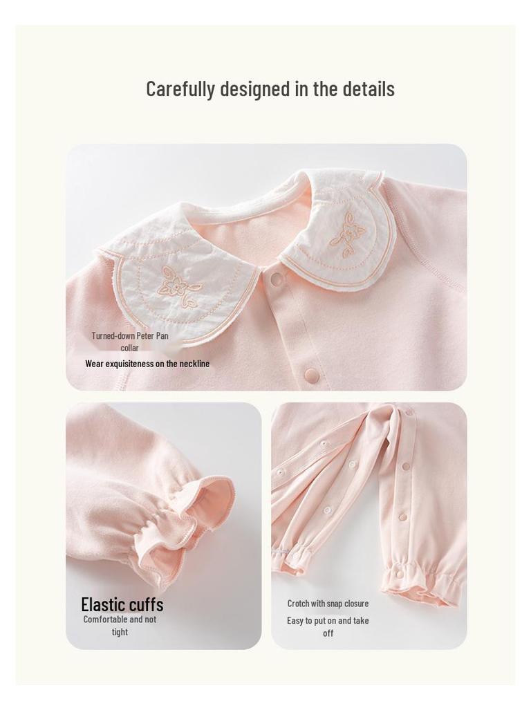Autumn 2025 Newborn Embroidered Collar Bodysuit for Spring Outings