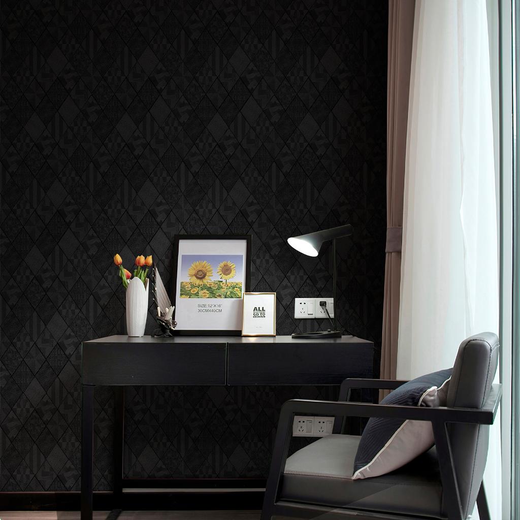 3D Black Geometric Pattern Wallpaper Self-Adhesive Waterproof Wall Stickers Furniture Color For Wardrobe Bedroom Home Decoration