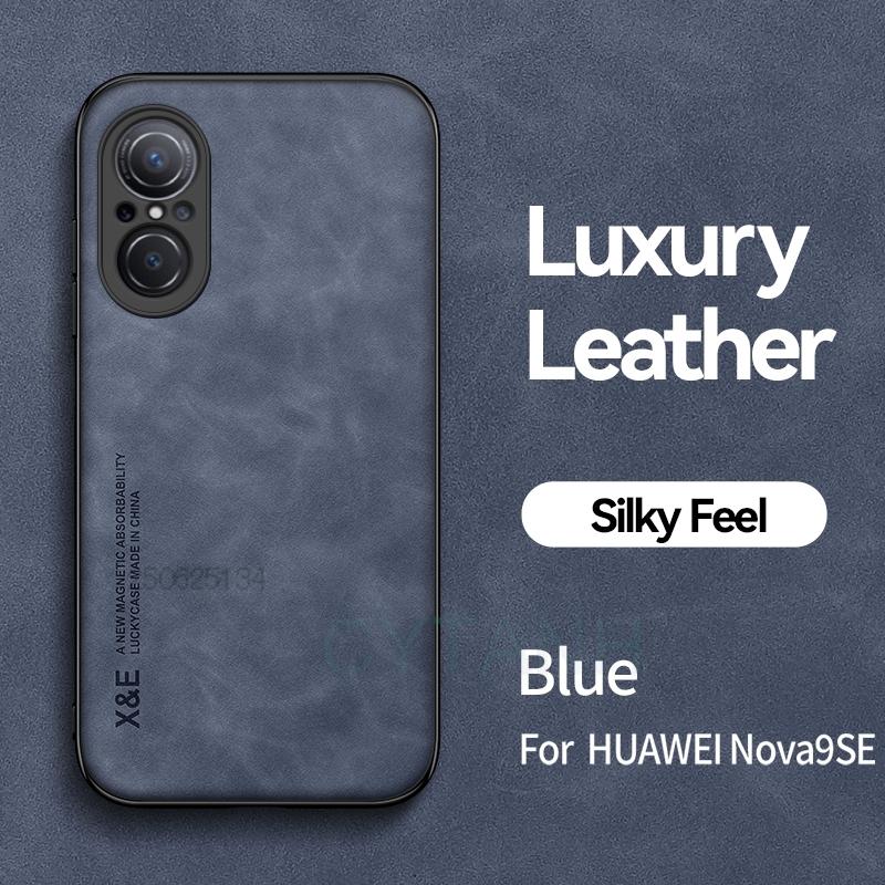For Hauwei Nova 9 Case Leather Texture Car Magnetic Holder Phone Case For Huawei Nova 9 SE Huawey Nova9se Soft Frame Back Cover
