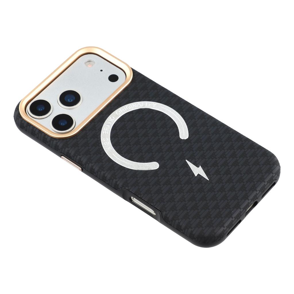 KIGC For iPhone 17 Pro Max Case Compatible with MagSafe Metal Lens Frame PC Slim Phone Cover