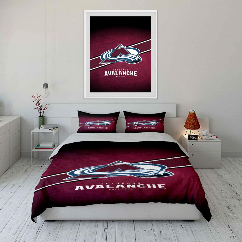 Colorado Avalanche Logo Bedding Design Print Bedding Set Duvet Cover Pillowcases (1* Duvet Cover 2* Pillowcases Do Not Include Comforter)