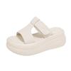 Muffin thick-soled cool slippers women's summer wear 2025 new heightened high-heeled sandals women's casual seaside beach shoes