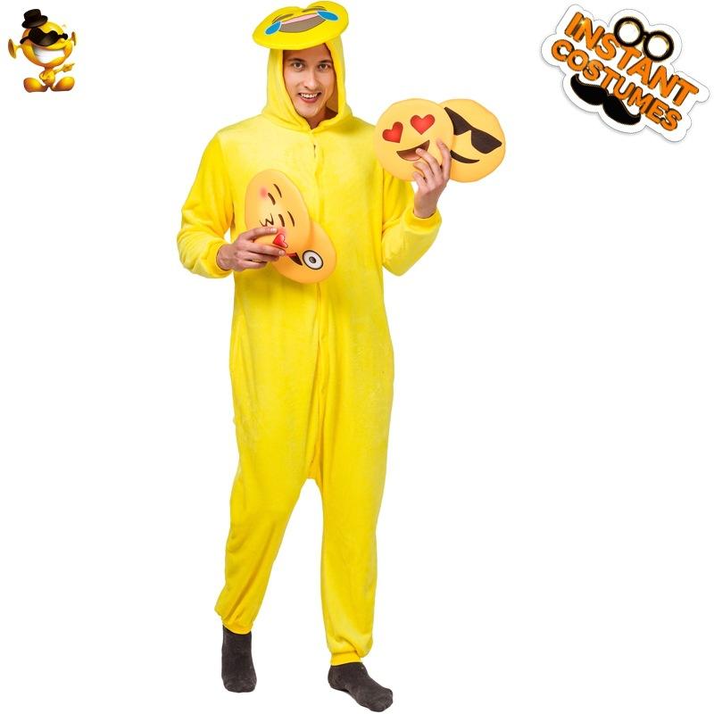 

Adult Funny Emoji Smiley Cute Pajamas onesie Halloween Masquerade Cosplay Costume L