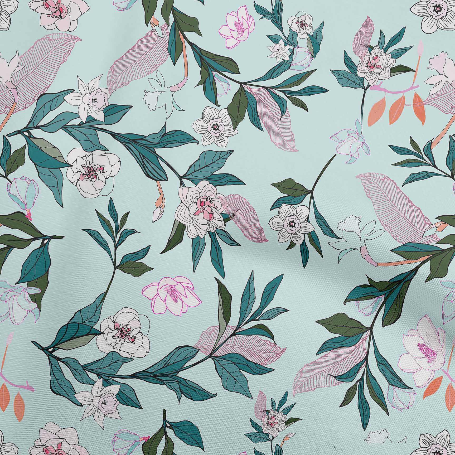 

oneOone Cotton Flex Black Fabric Floral Sewing Craft Projects Fabric Prints By Yard 40 Inch 42 Inch Wide - Viscose Chiffon м ята зелений колір