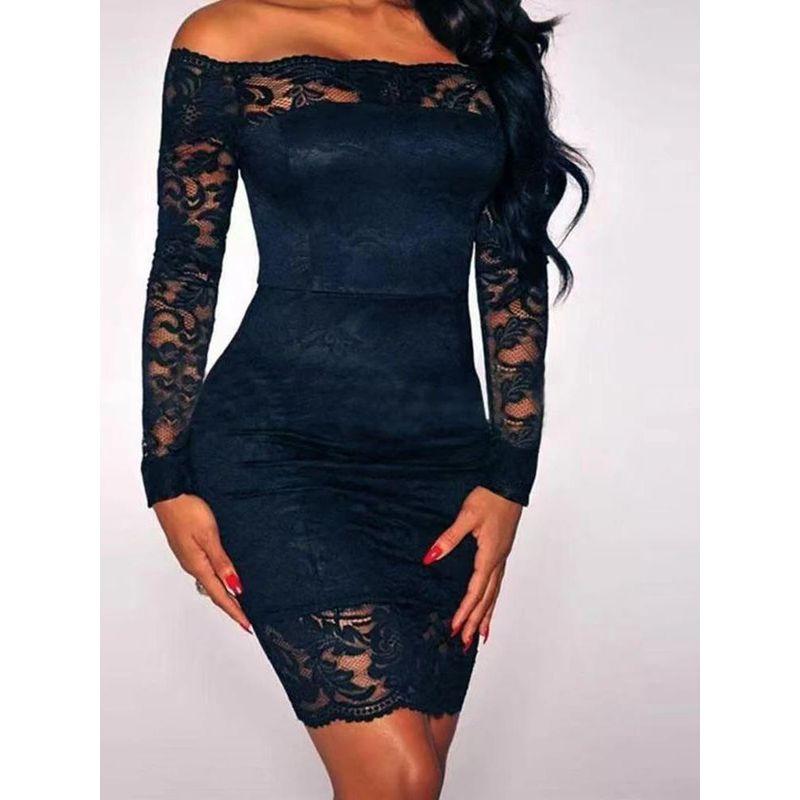 Lace Hollowed Out One Shoulder Dress Lace Hollow Out Off Shoulder Dress