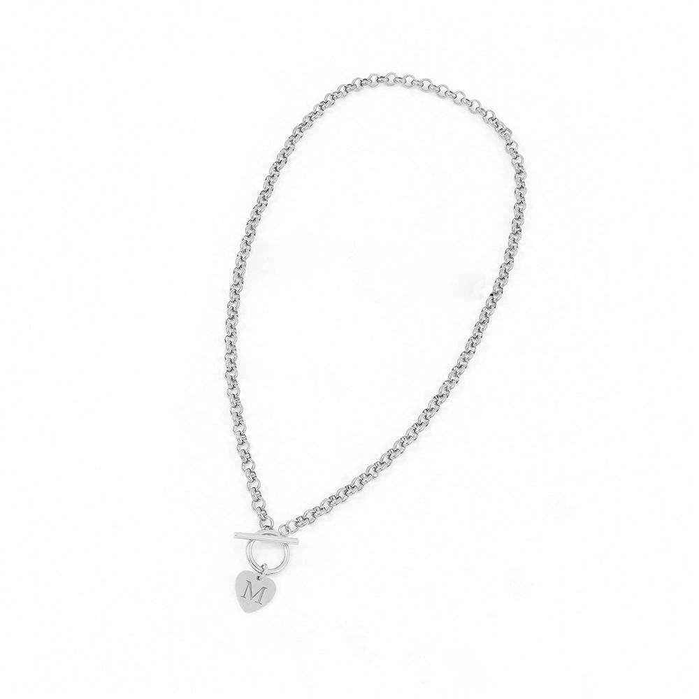 Stylish Stainless Steel Heart Pendant Clasp Necklace - Versatile Fashion Letter Design K