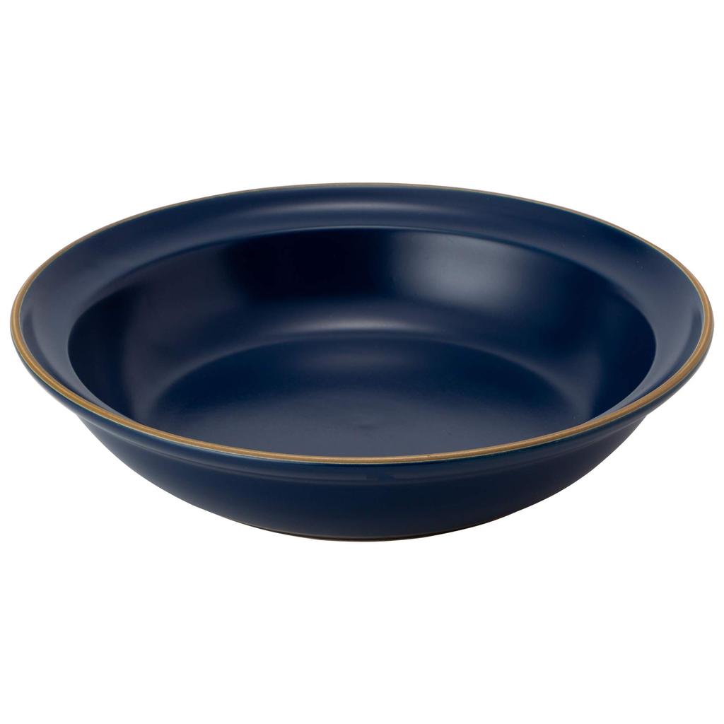 TAMAKI Curry and Pasta Plate, Edge Line, Blue, Diameter 21cm x Height 4.6cm, 700ml Capacity, Microwave and Dishwasher Safe, T-889176