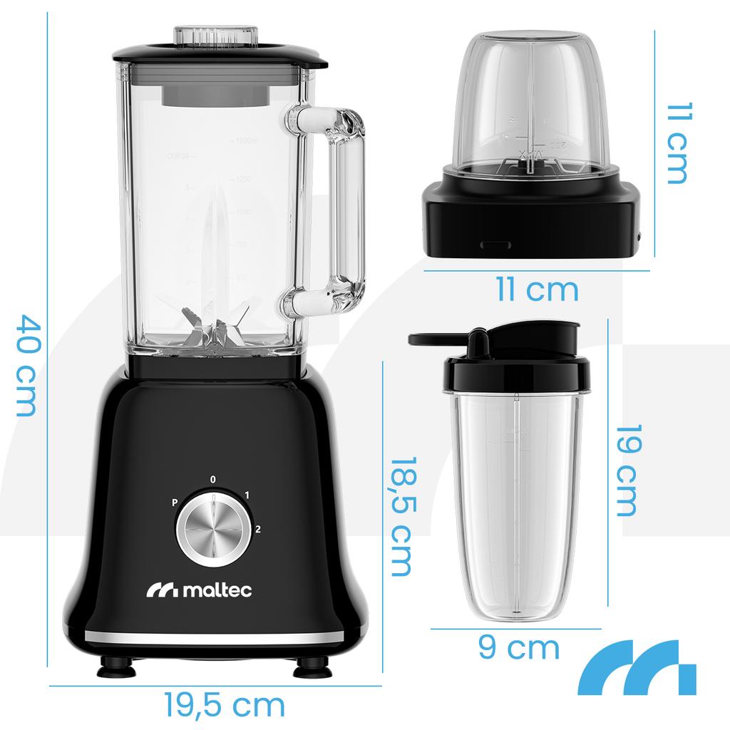 Maltec BL1800W Jug Blender with Grinder and Takeaway Bottles