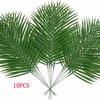 10pcs Green Artificial Palm Leaves Fake Tropical Plants Faux Flowers For Indoor Outdoor Home DIY Vase Filler Wedding Party Deco