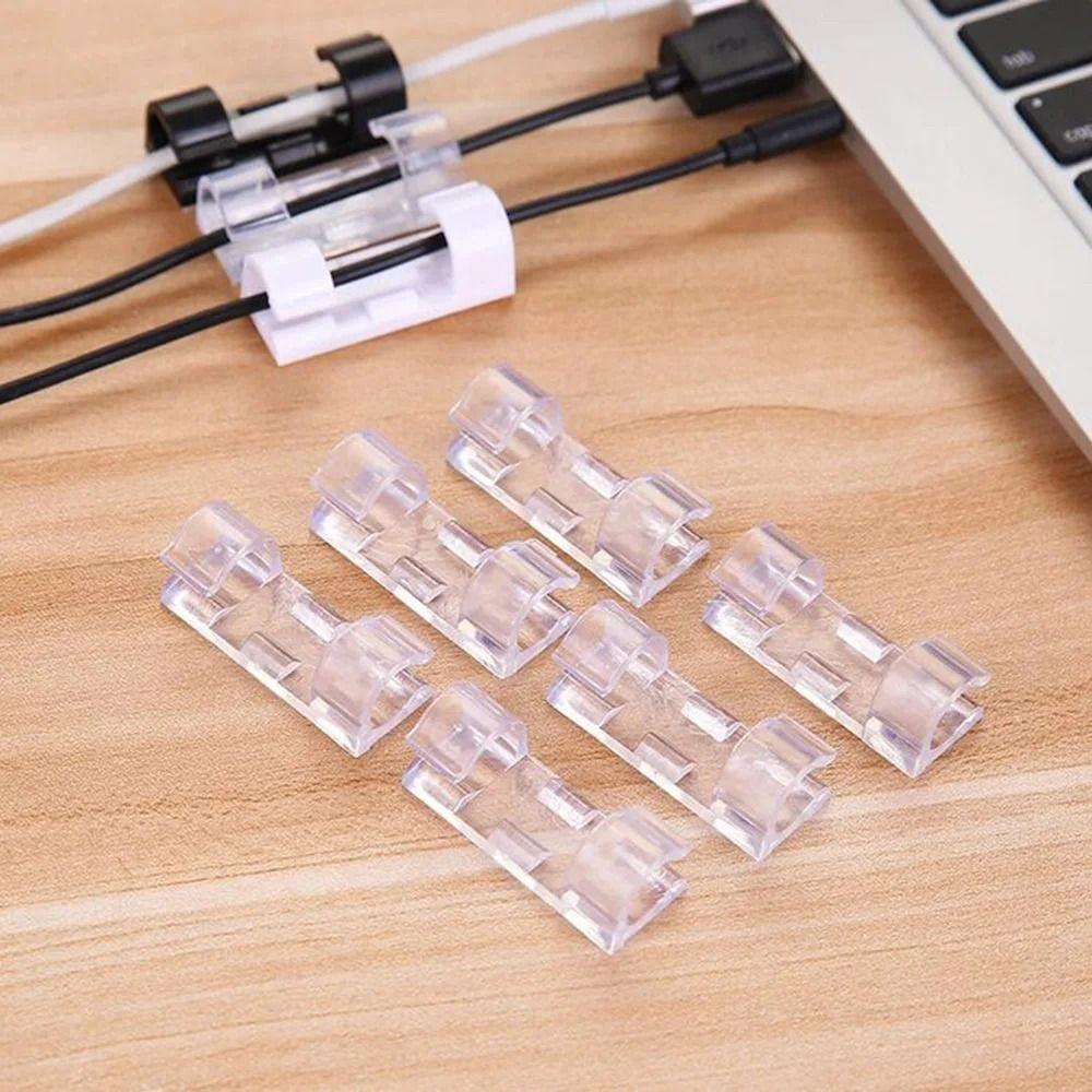 Plastic Material Cable Management Clips Self Adhesive Cord Holder  PC Cable Organization