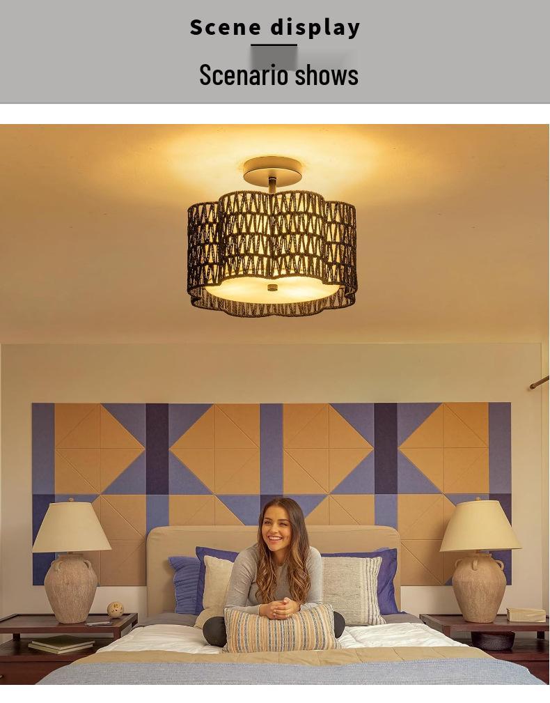 Bohemian Rattan Ceiling Light for European-Style Bedrooms & Hallways