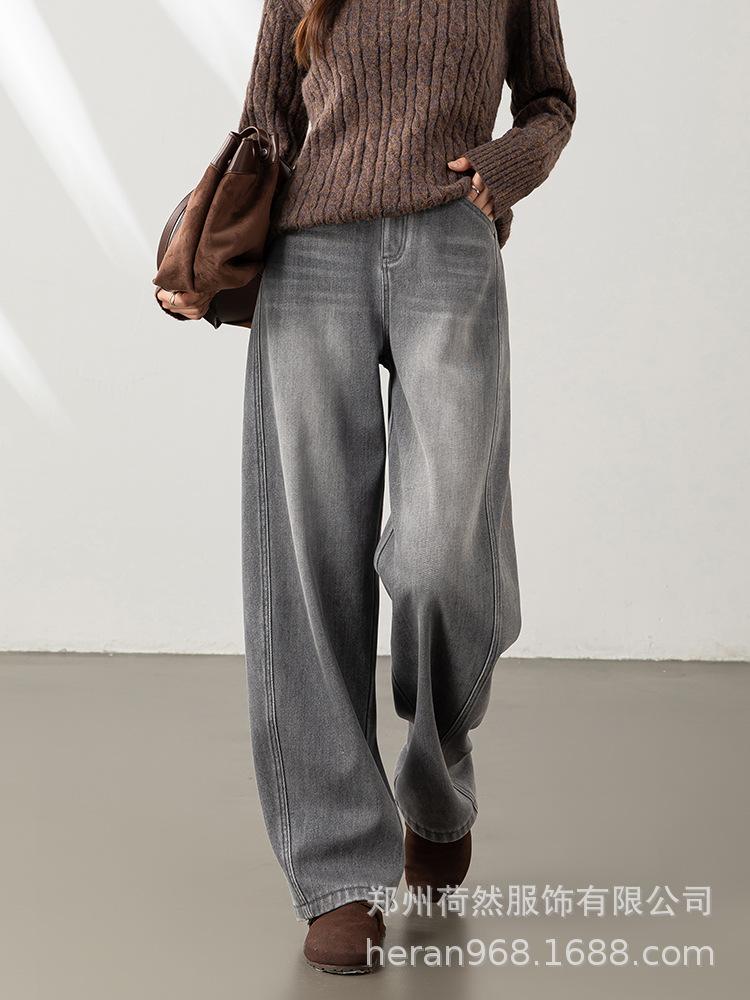 Zhengzhou Women s Plus Velvet High Waist Slimming Straight Leg Jeans 27