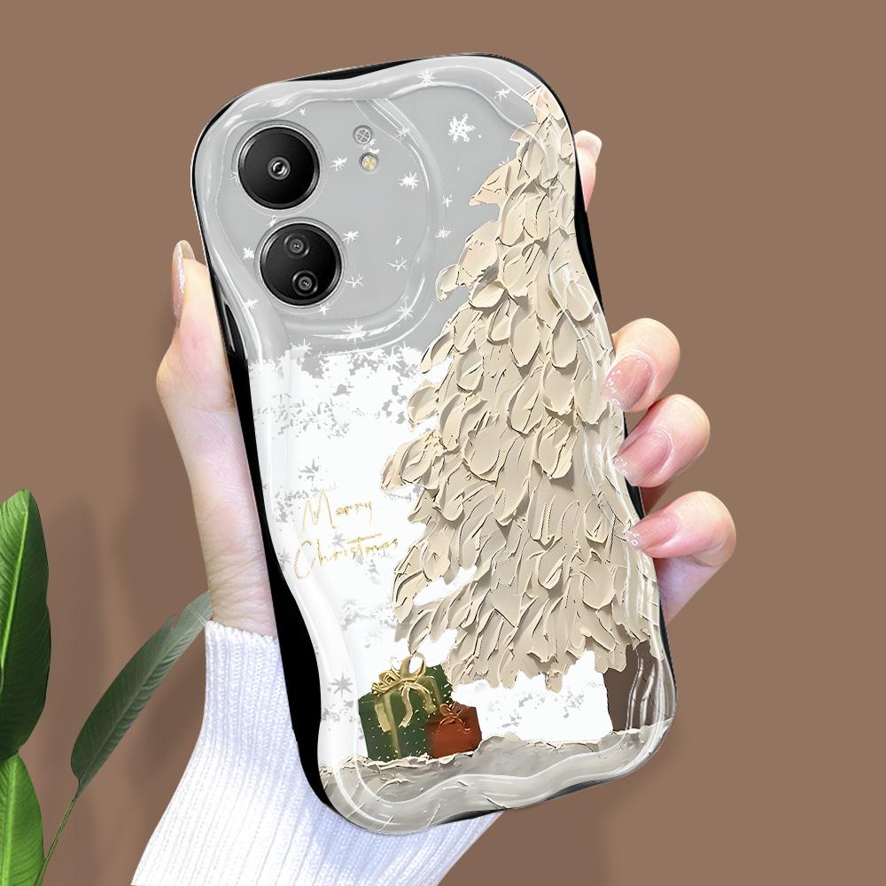 Roztomilý kreslený vzor krémová textura pouzdro vlnitý okraj měkký silikonový kryt pouzdro na telefon pro Xiaomi Redmi