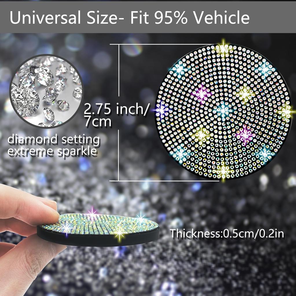 NBTEPEM 4pcs Bling Car Cup Holder Coasters 2.75" Anti-Slip Shockproof Universal Fashion Car Coaster