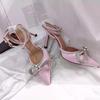 Pu Leather Vysoké podpatky Party Plesové Boty Třpytivé kamínky Dámské Lodičky Crystal Bowknot Saténové letní dámské boty