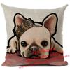 Federa per Cuscino in Lino Stampata Bulldog Francese Divertente Decorazione per la Casa Federa per Cuscino Decorazione Soggiorno Cuscini Decorativi 45X45Cm