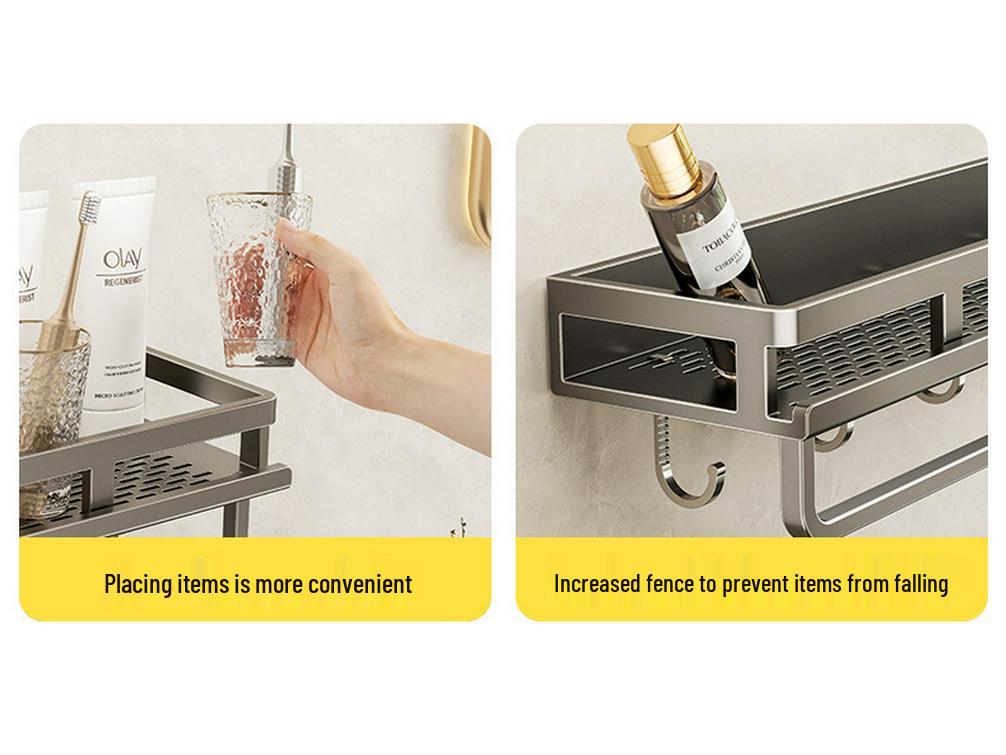 Wall-Mounted No-Drill Bathroom Storage & Vanity Rack