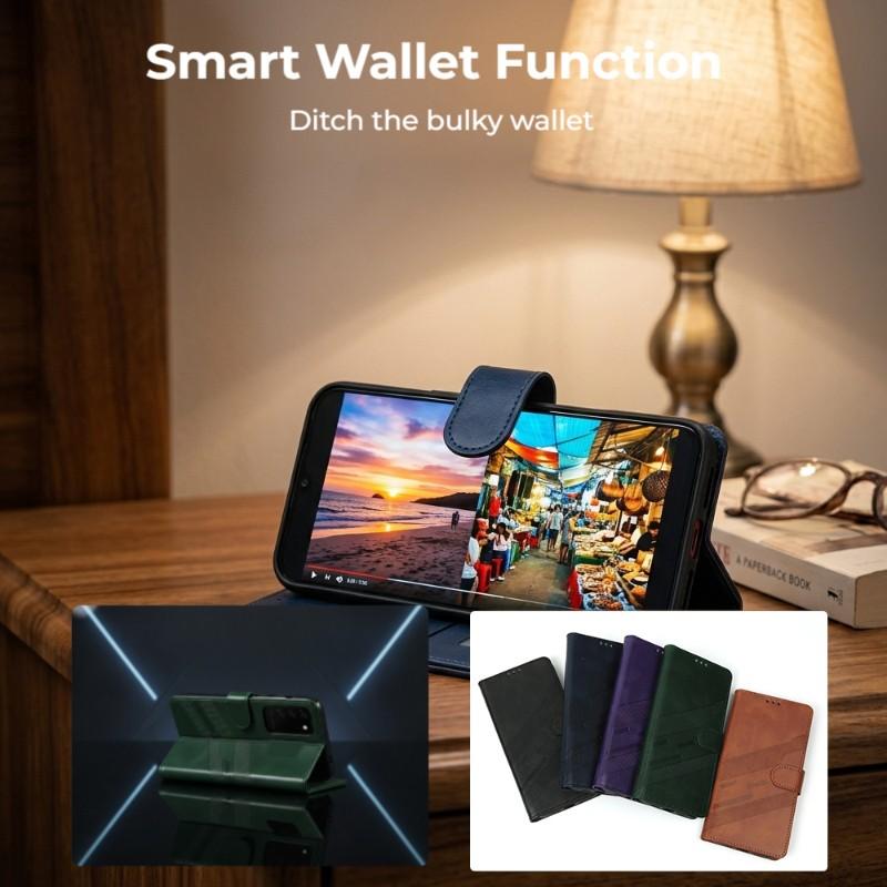 360°Full Protection PU Leather Wallet Card Slot Bracket Phone Case For Samsung S26 S24 S23 S22 S25 Ultra Plus FE A57 A56 A37 A36