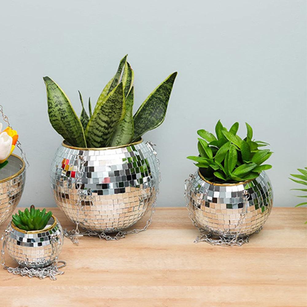 Disco Ball Hanging Flower Creative Hanging Basket, Plant Planting Basin, Garden Decoration